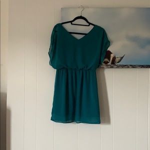 Lush Sheer Overlay V- Neck Dress
